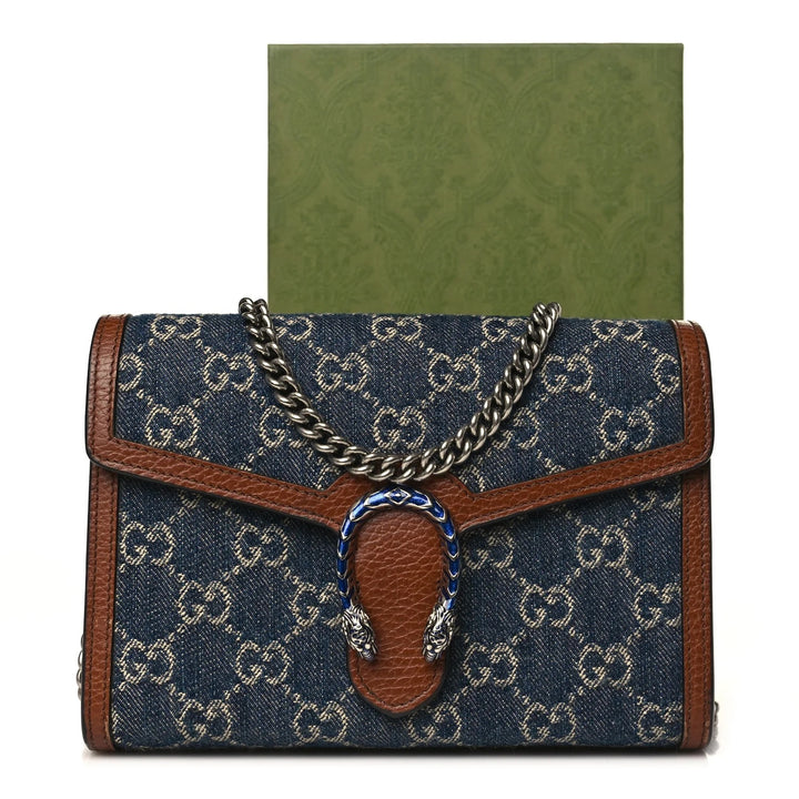 GUCCI GG MARMONT DIONYSUS DENIM WALLET ON A CHAIN
