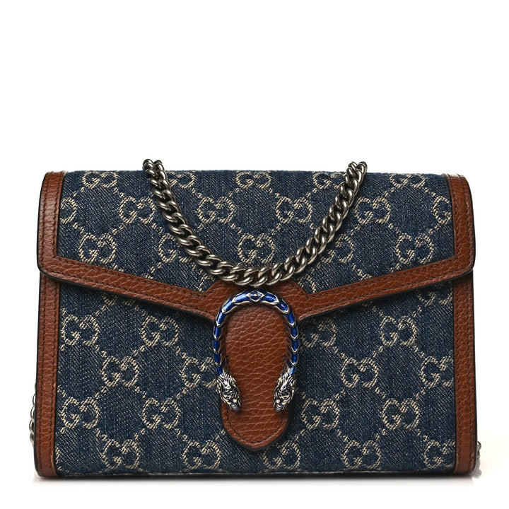 GUCCI GG MARMONT DIONYSUS DENIM WALLET ON A CHAIN