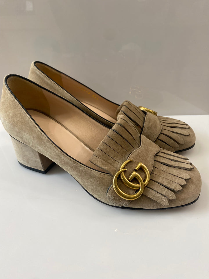 GUCCI GG MARMONT MID HEEL PUMPS
