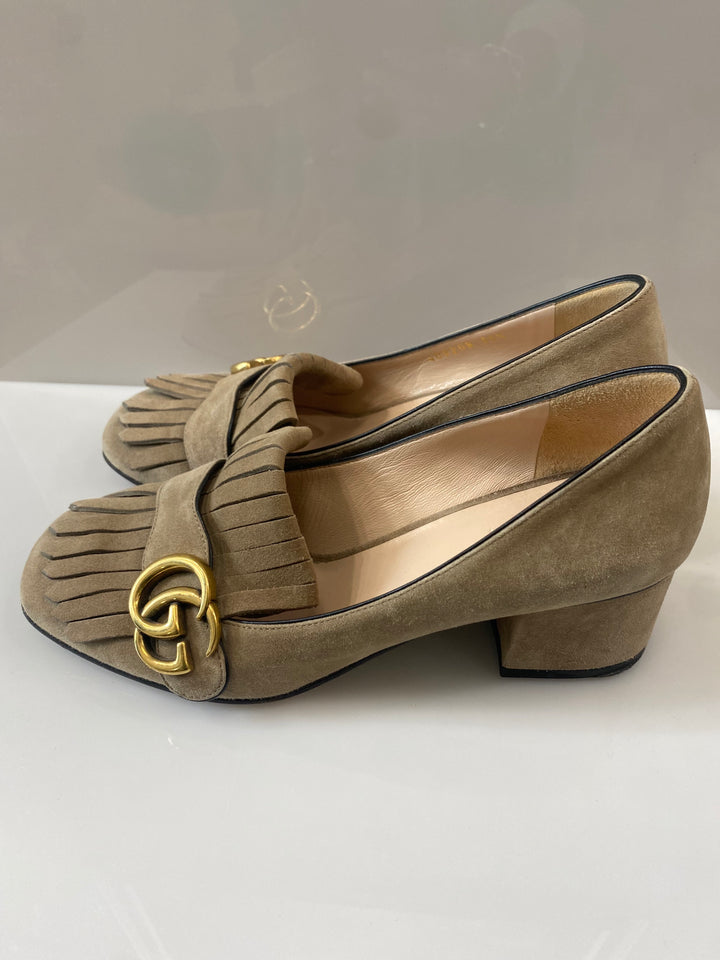 GUCCI GG MARMONT MID HEEL PUMPS