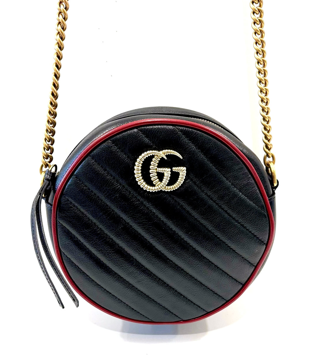 GUCCI GG MARMONT MINI TORCHON ROUND CALFSKIN LEATHER CROSSBODY