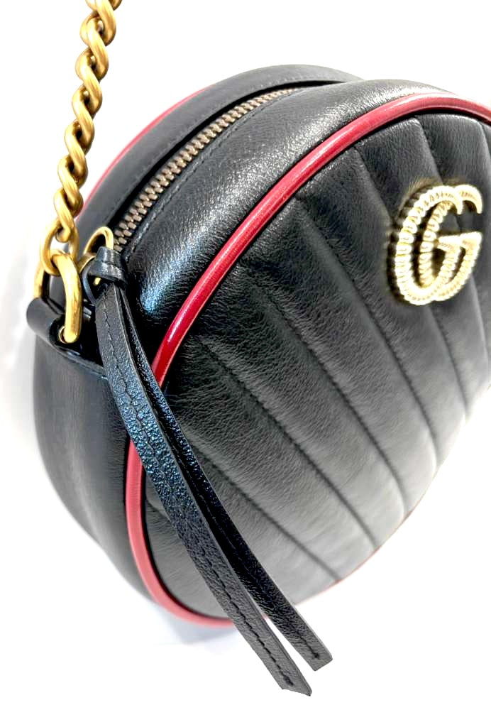 GUCCI GG MARMONT MINI TORCHON ROUND CALFSKIN LEATHER CROSSBODY