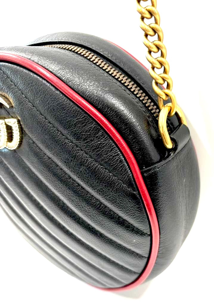 GUCCI GG MARMONT MINI TORCHON ROUND CALFSKIN LEATHER CROSSBODY