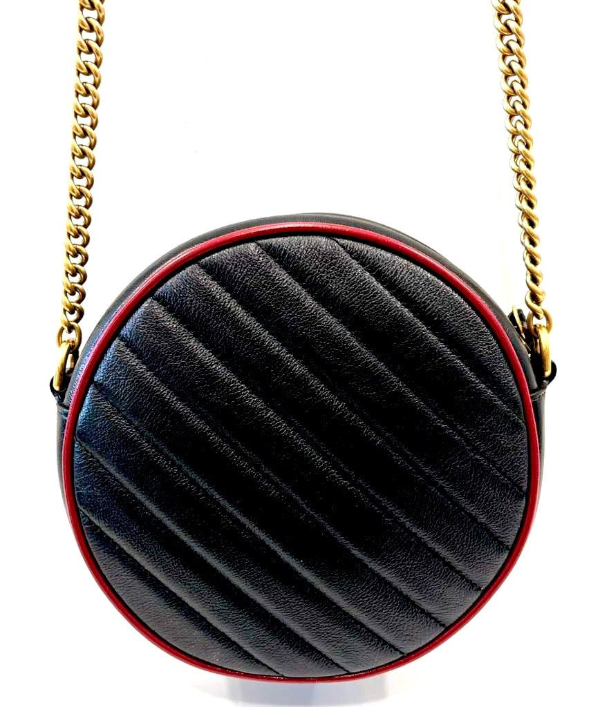 GUCCI GG MARMONT MINI TORCHON ROUND CALFSKIN LEATHER CROSSBODY