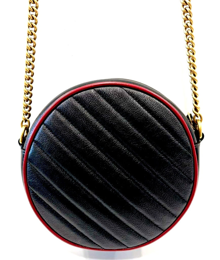 GUCCI GG MARMONT MINI TORCHON ROUND CALFSKIN LEATHER CROSSBODY