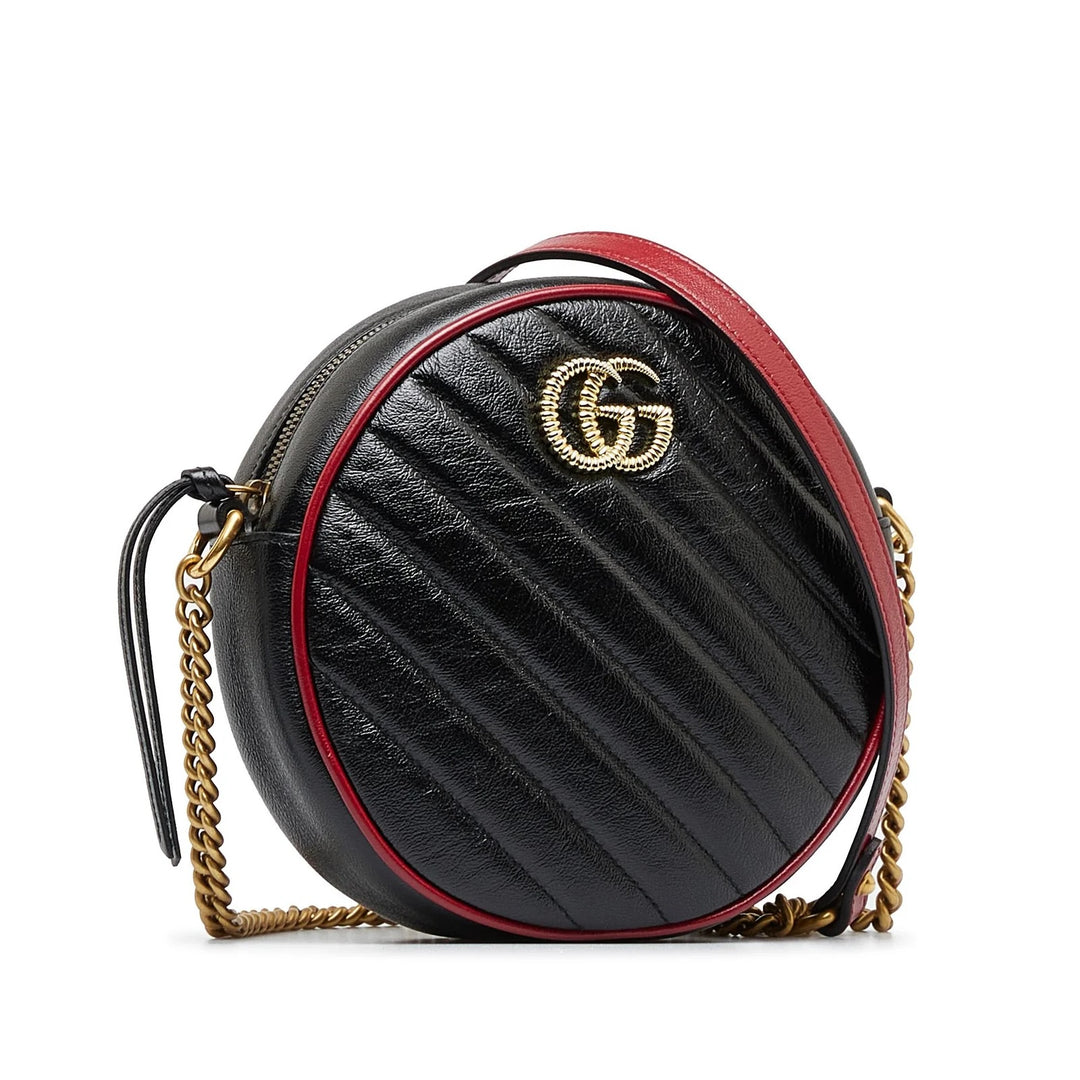 GUCCI GG MARMONT MINI TORCHON ROUND CALFSKIN LEATHER CROSSBODY