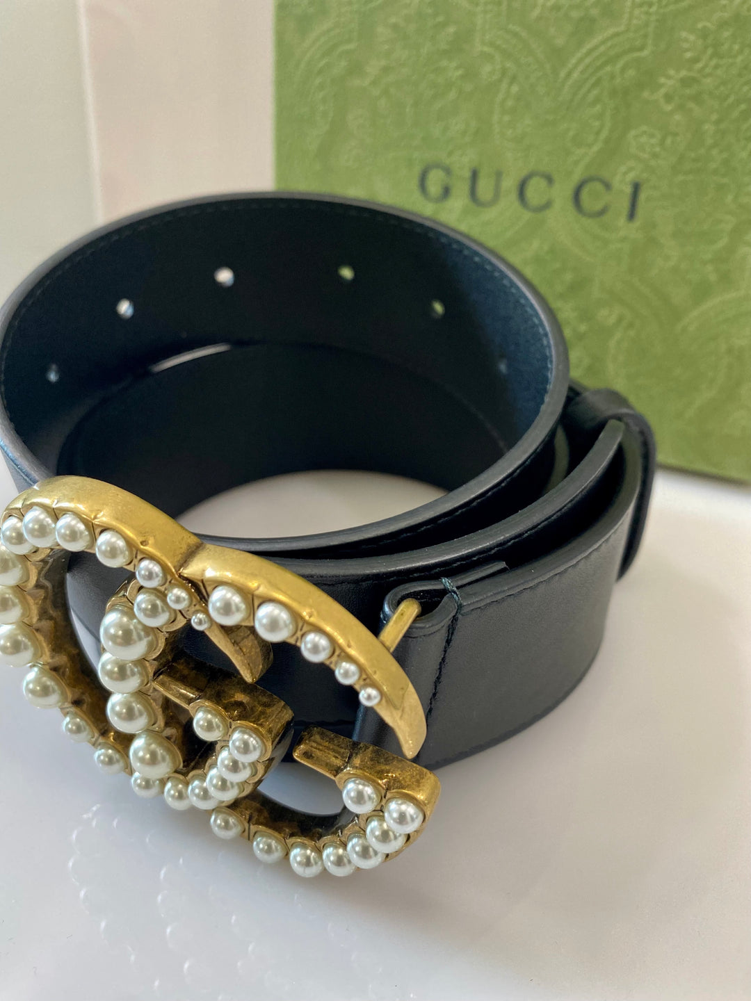 Gucci gg pearl belt hotsell