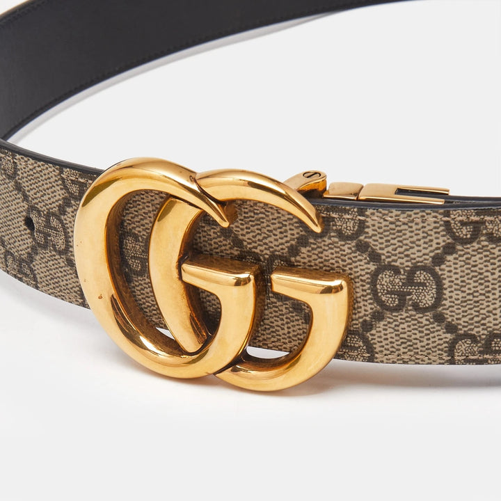 GUCCI GG MARMONT CANVAS LEATHER REVERSIBLE BELT