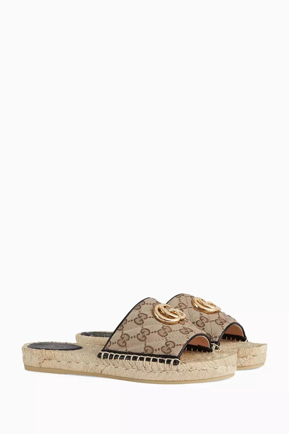 GUCCI GG MATELASSE CANVAS ESPADRILLE SANDAL MULES