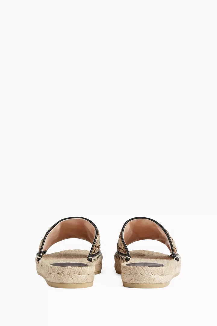 GUCCI GG MATELASSE CANVAS ESPADRILLE SANDAL MULES