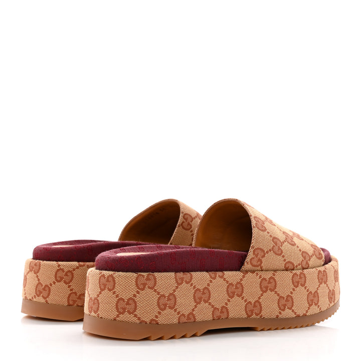 GUCCI GG MONOGRAM ANGELINA PLATFORM SLIDES