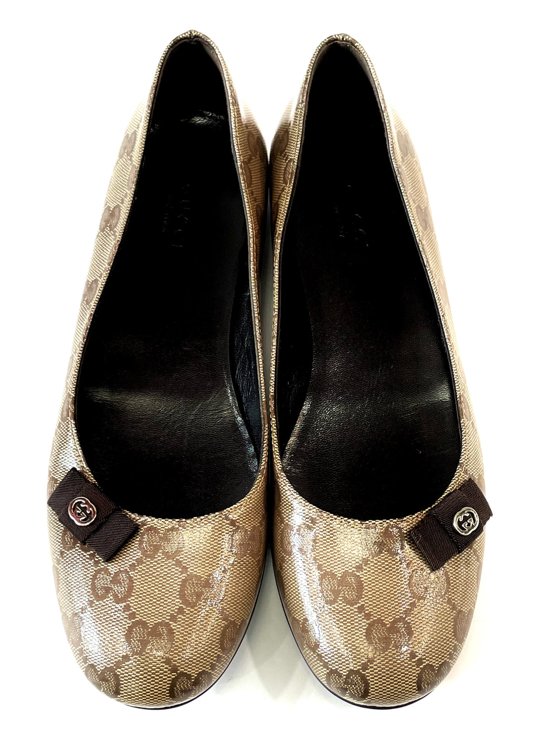 GUCCI GG MONOGRAM CRYSTAL COATED CANVAS BALLET FLATS