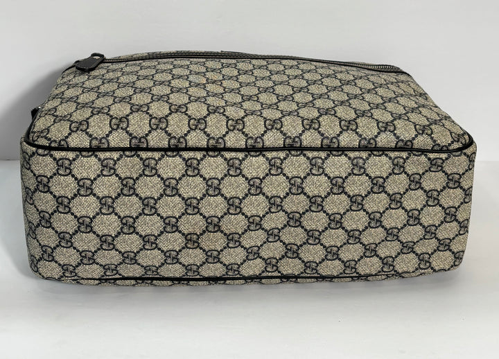 GUCCI GG PLUS MONOGRAM COATED CANVAS MESSENGER BAG NAVY