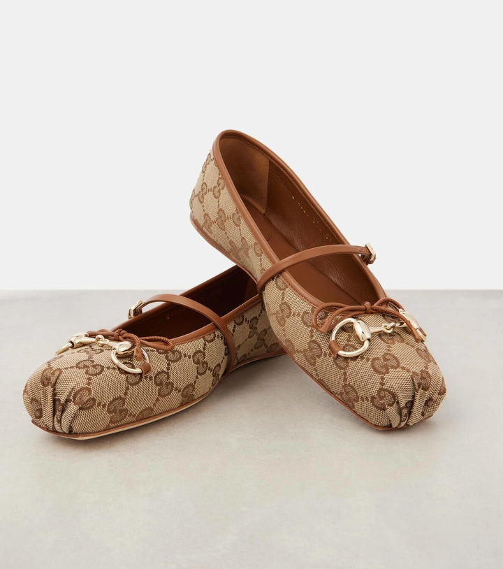 GUCCI GG MONOGRAM HORSEBIT BALLET FLATS