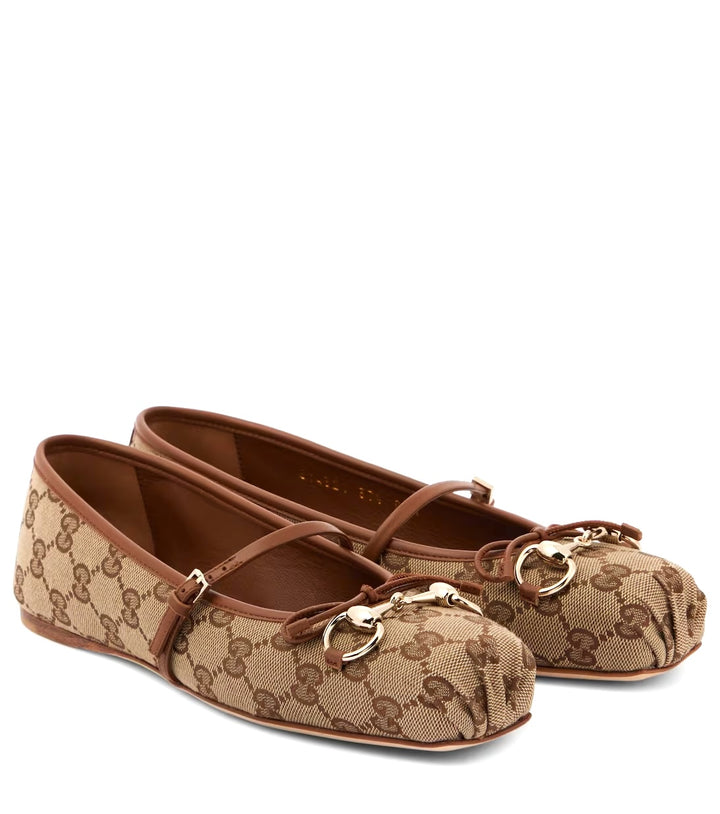 GUCCI GG MONOGRAM HORSEBIT MARY-JANE BALLET FLATS