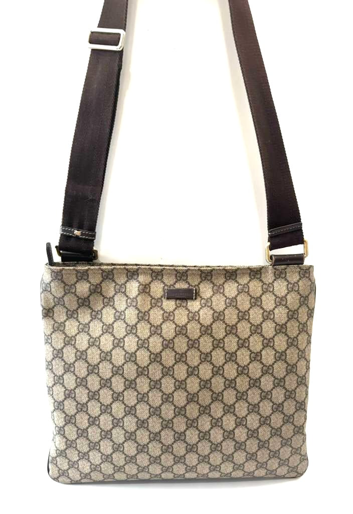 GUCCI GG MONOGRAM COATED CANVAS LARGE MESSENGER BAG