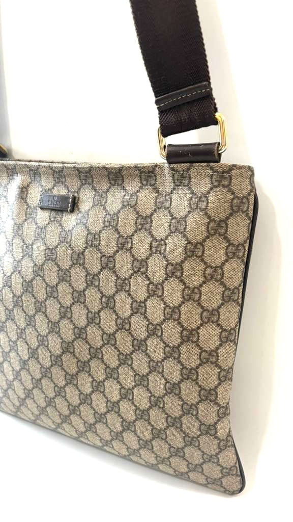 GUCCI GG MONOGRAM COATED CANVAS LARGE MESSENGER BAG