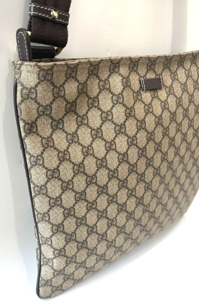 GUCCI GG MONOGRAM COATED CANVAS LARGE MESSENGER BAG