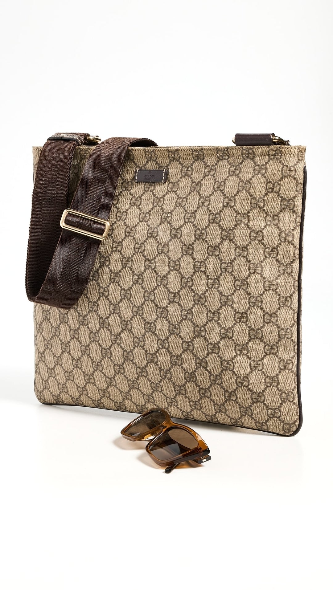 GUCCI GG MONOGRAM COATED CANVAS LARGE MESSENGER BAG