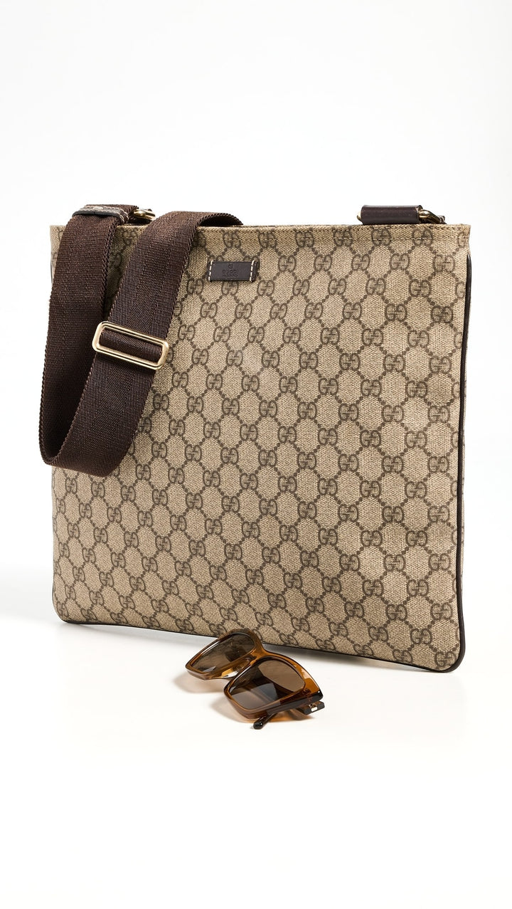 GUCCI GG MONOGRAM COATED CANVAS LARGE MESSENGER BAG