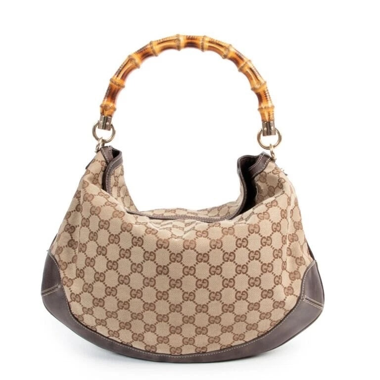 GUCCI VINTAGE GG MONOGRAM PEGGY BAMBOO SHOULDER BAG