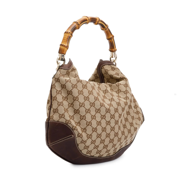 GUCCI VINTAGE GG MONOGRAM PEGGY BAMBOO SHOULDER BAG
