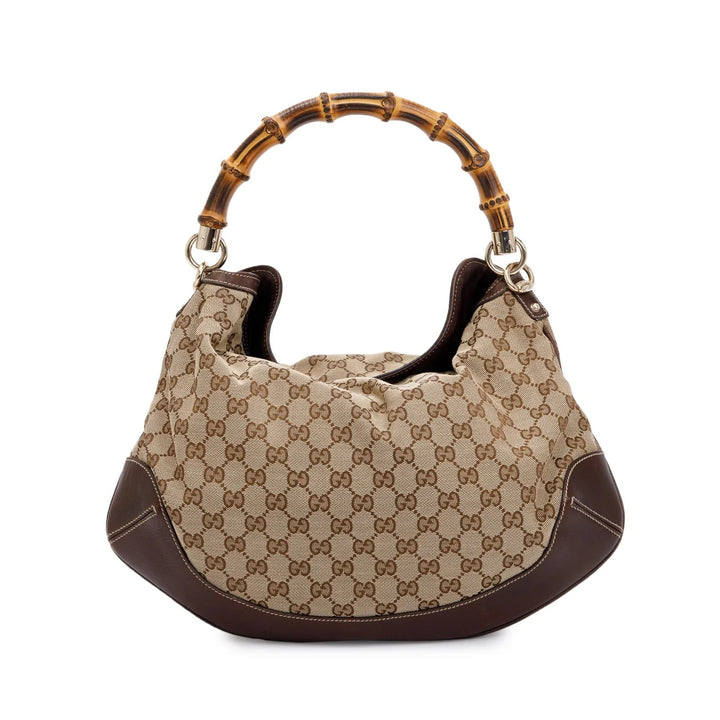 GUCCI VINTAGE GG MONOGRAM PEGGY BAMBOO SHOULDER BAG