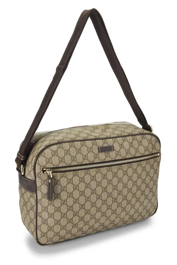 GUCCI GG PLUS MONOGRAM COATED CANVAS MESSENGER BAG