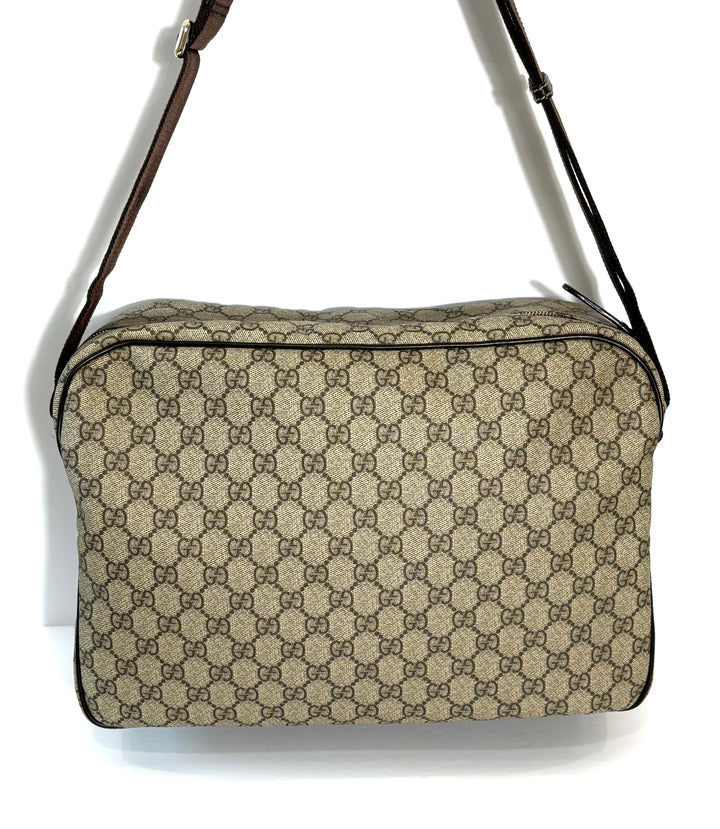 GUCCI GG PLUS MONOGRAM COATED CANVAS MESSENGER BAG