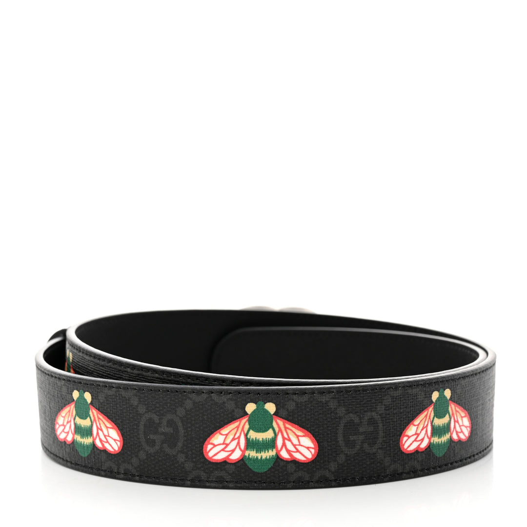 GUCCI GG SUPREME MONOGRAM BEES APPIA CALFSKIN BELT