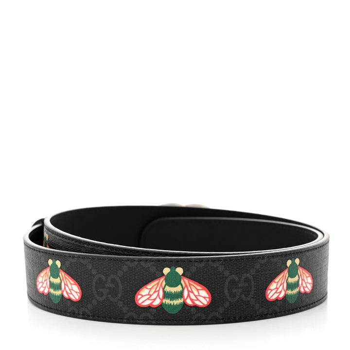 GUCCI GG SUPREME MONOGRAM BEES APPIA CALFSKIN BELT