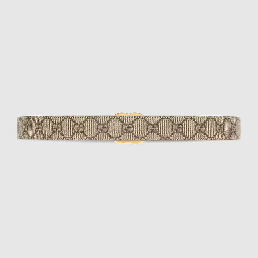 GUCCI GG SUPREME MONOGRAM CANVAS &amp; CALFSKIN LEATHER WIDE BELT