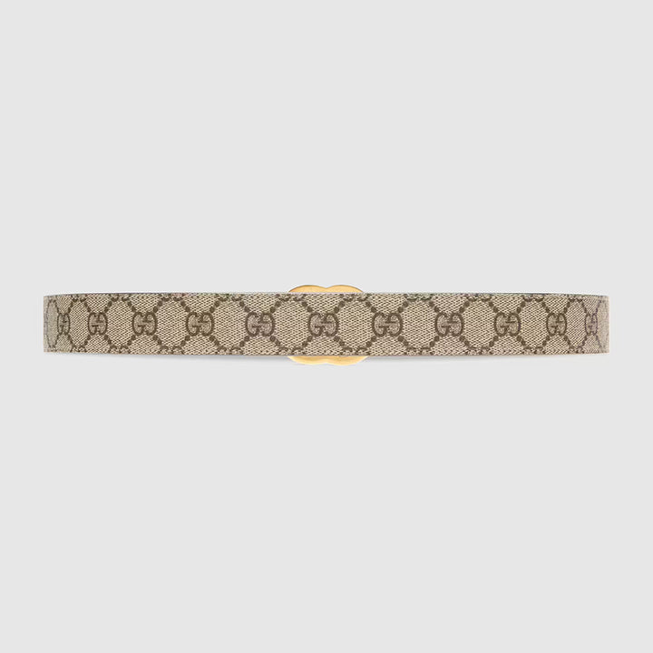 GUCCI GG SUPREME MONOGRAM CANVAS &amp; CALFSKIN LEATHER WIDE BELT