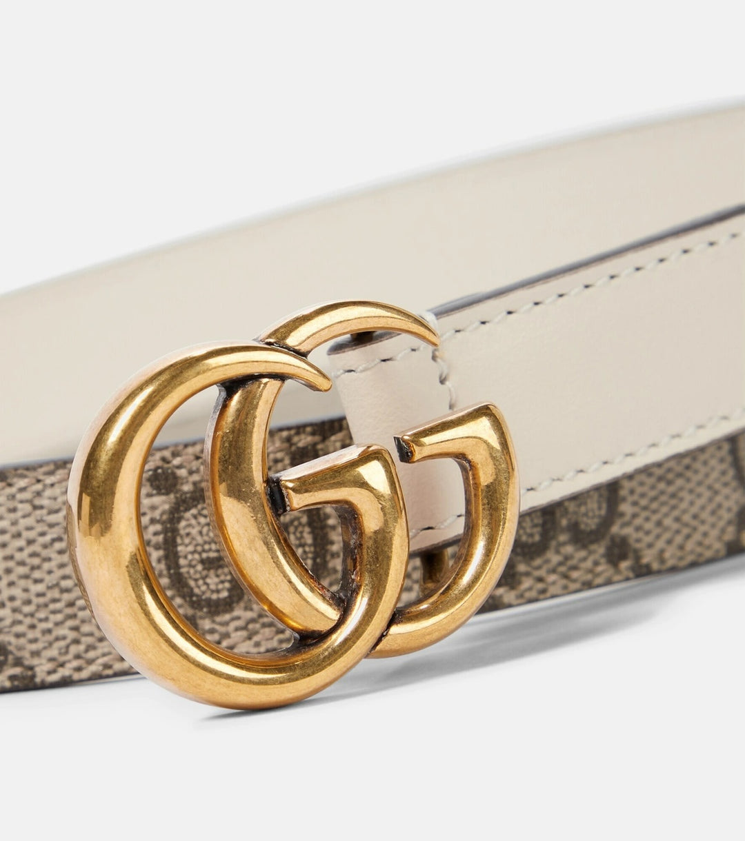 GUCCI GG SUPREME MONOGRAM CANVAS &amp; CALFSKIN LEATHER WIDE BELT