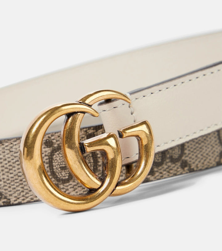 GUCCI GG SUPREME MONOGRAM CANVAS &amp; CALFSKIN LEATHER WIDE BELT
