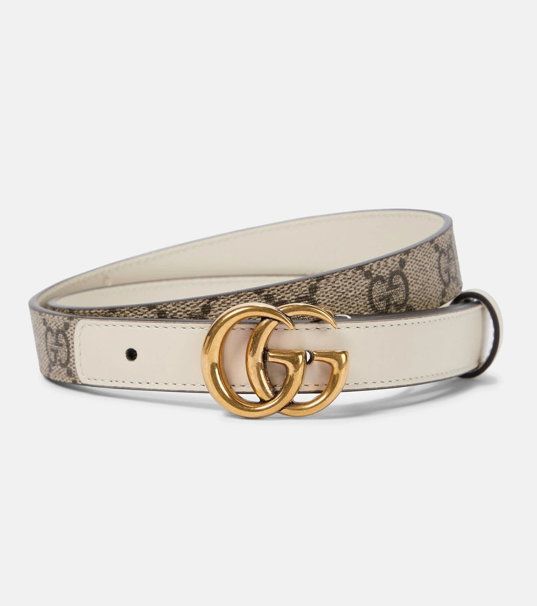 GUCCI GG SUPREME MONOGRAM CANVAS &amp; CALFSKIN LEATHER WIDE BELT