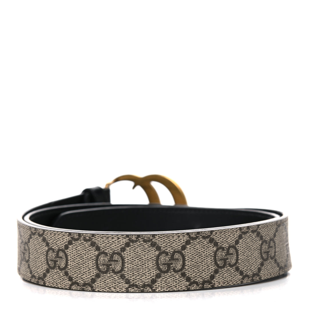 GUCCI GG SUPREME MONOGRAM MATTE PLUTONE CALFSKIN DOUBLE G BELT