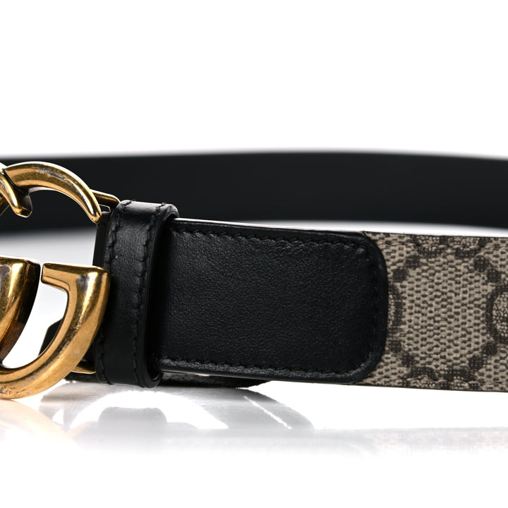 GUCCI GG SUPREME MONOGRAM MATTE PLUTONE CALFSKIN DOUBLE G BELT