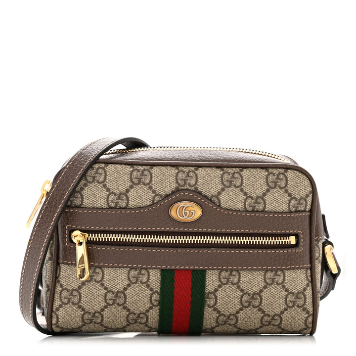 GUCCI GG SUPREME MONOGRAM WEB MINI OPHIDIA CROSSBODY