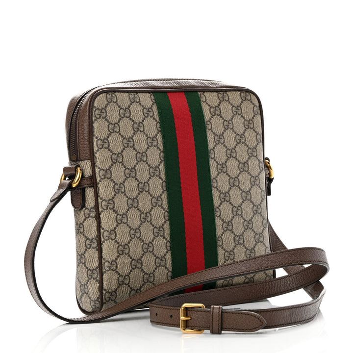 GUCCI GG SUPREME MONOGRAM WEB OPHIDIA MESSENGER BAG