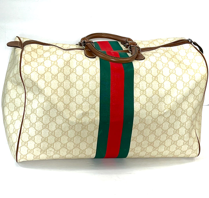 GUCCI GG SUPREME WEB LARGE DUFFLE BAG