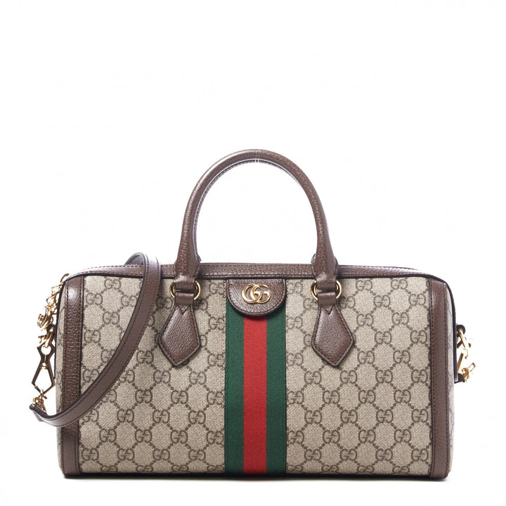 GUCCI GG SUPREME WEB BOSTON MEDIUM HANDLE BAG