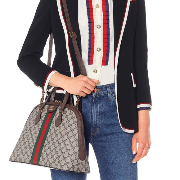 GUCCI GG SUPREME WEB MEDIUM OPHIDIA DOME BAG