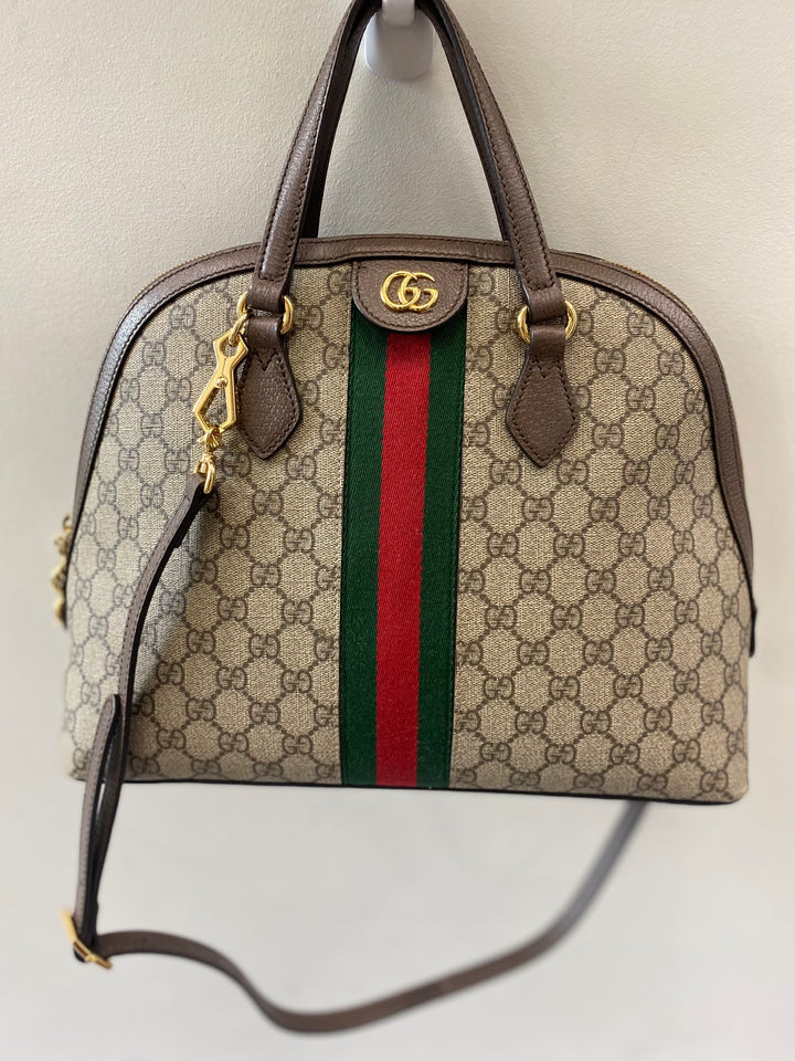 GUCCI GG SUPREME WEB MEDIUM OPHIDIA DOME BAG