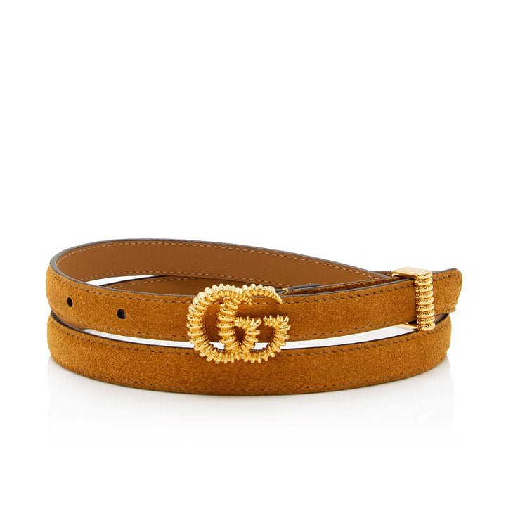 GUCCI VINTAGE SUN OIL SUEDE TORCHON GG SKINNY BELT