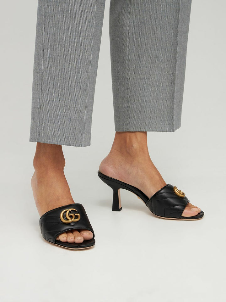 GUCCI GG MARMONT PADDED CHEVRON MATELASSÉ NAPPA LEATHER MULES
