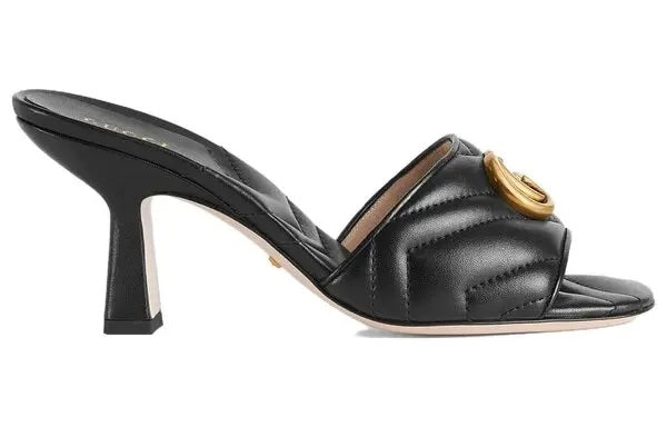 GUCCI GG MARMONT PADDED CHEVRON MATELASSÉ NAPPA LEATHER MULES