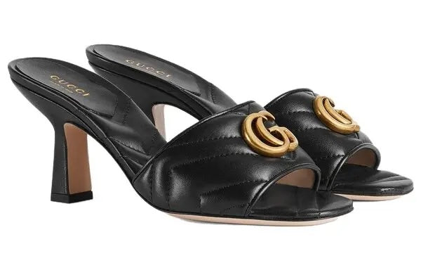 GUCCI GG MARMONT PADDED CHEVRON MATELASSÉ NAPPA LEATHER MULES