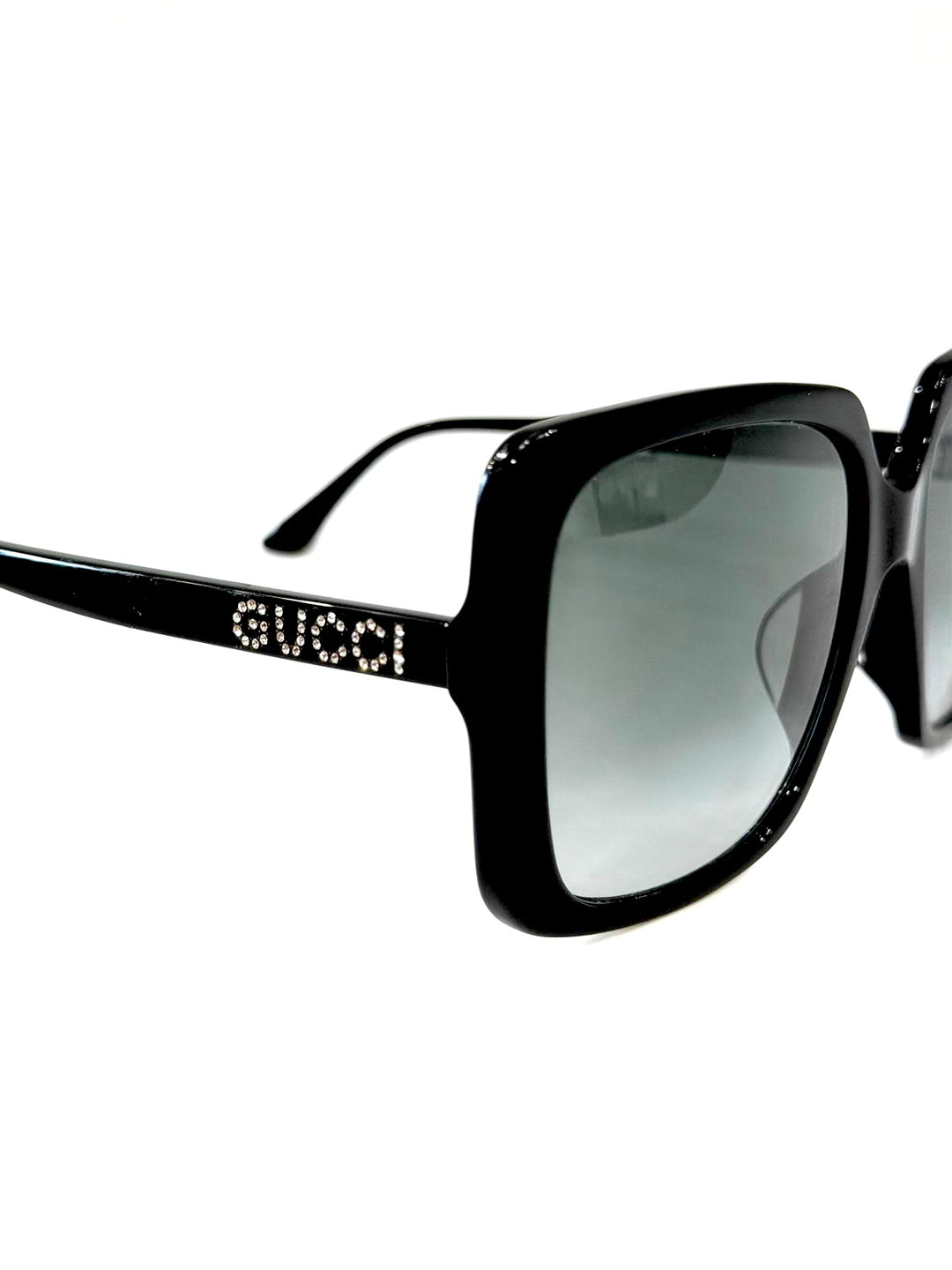 GUCCI GG0728SA-001 SQUARE CRYSTAL LOGO SUNGLASSES