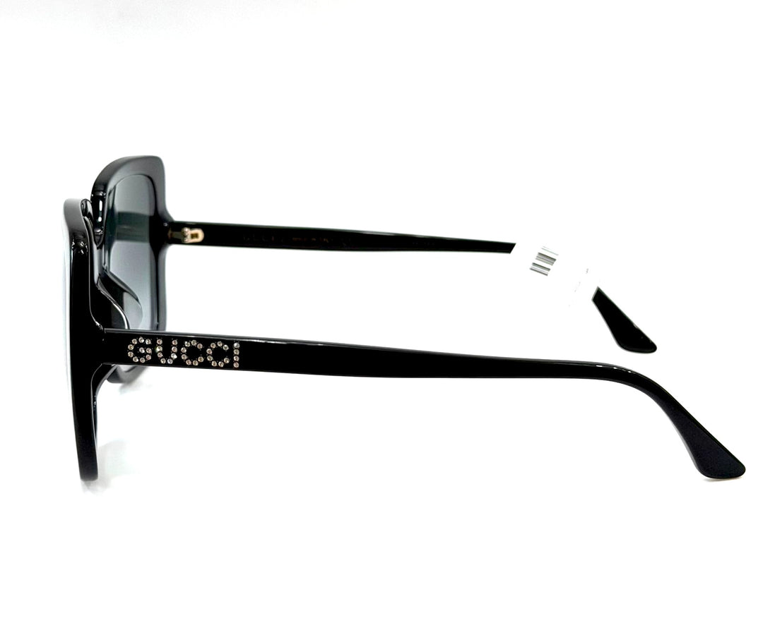 GUCCI GG0728SA-001 SQUARE CRYSTAL LOGO SUNGLASSES